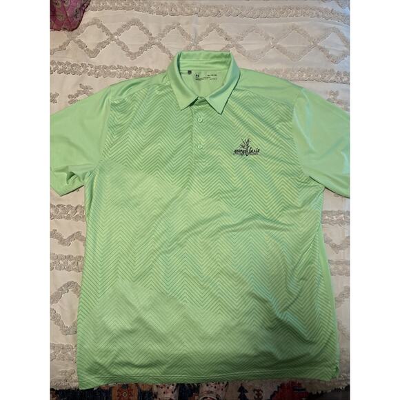 Under Armour Polo Shirt Mens XL Lime Green HeatGear Golf - Picture 1 of 7